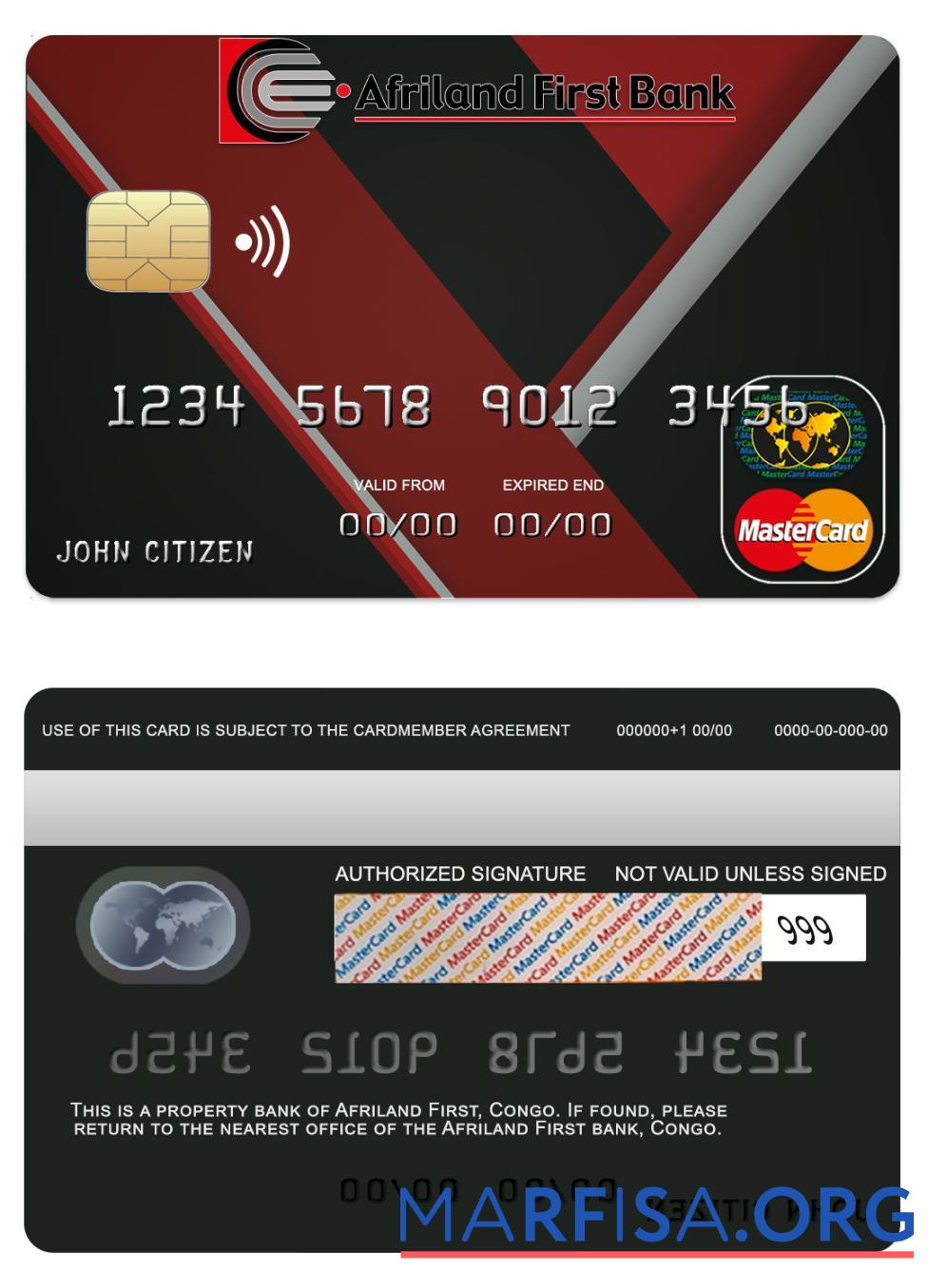 Printable Congo Afriland First bank mastercard example